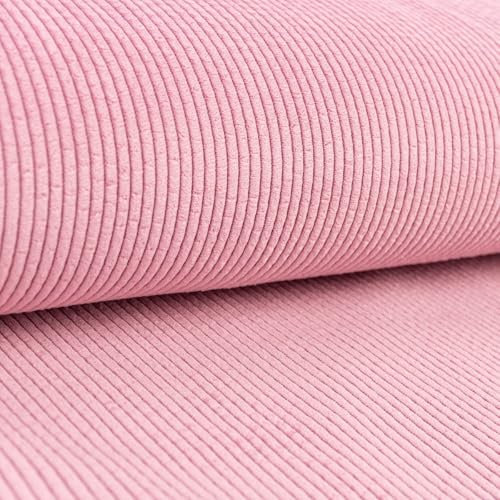 SCHÖNER LEBEN. Tissu velours côtelé uni rose au mètre Largeur 1,50 m
