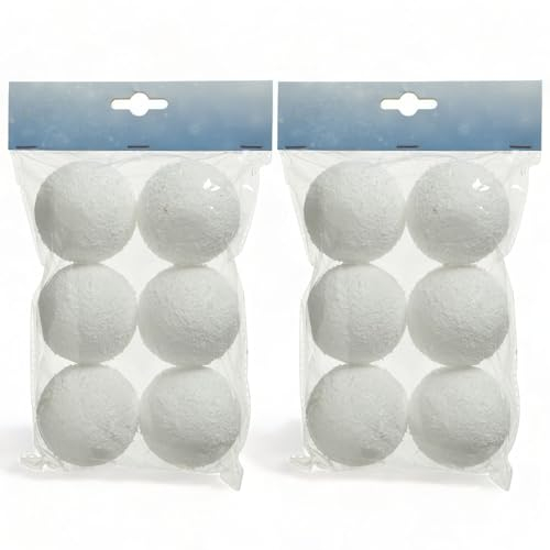 MIJOMA Kunstschnee Dekoschnee Schneewatte Schneedeko, künstlicher Schnee für Winterlandschaft und Weihnachtsdekoration, weiß (Schneebälle 12x 6cm)