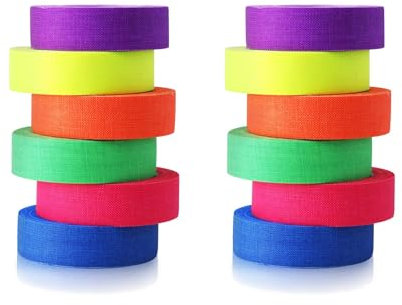 LightingWill Nastro adesivo fluorescente reattivo alla luce nera UV, nastro in tessuto Gaffer fluorescente, 0,59 pollici x 16,5 piedi per rotolo, nastro decorativo al neon a luce nera con forniture l