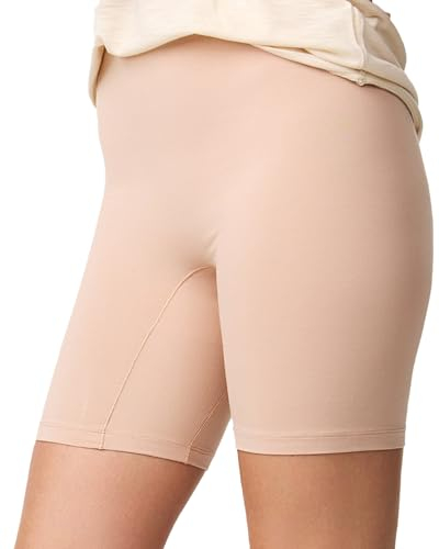 Nur Die Reibungslos Shorts Radlerhose Radler Kurze Leggings Unterziehhose Hose unter Kleid Rock Unterhose mit Bein Damen, Beige, L