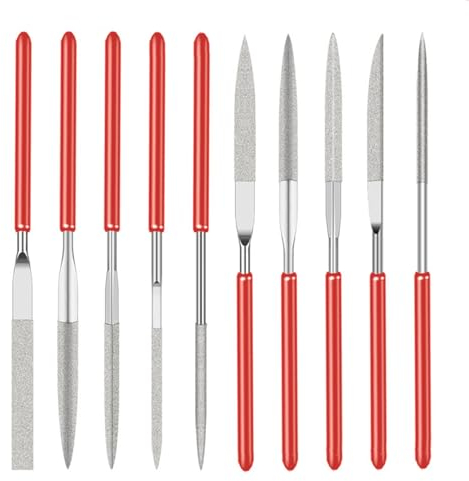 LIAMGUS 10 pcs Needle File Set, 3 x 140mm Needle Files, Hardened Alloy Strength Steel Files, Sets Diamond Needle File Set Fine, for Jewellery Fine Cut Wax Steel Wood Carving