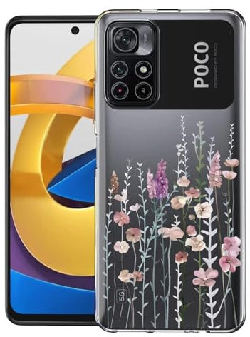 Kaywzo Cover per Xiaomi Poco M4 Pro 5G,Custodia in Trasparente TPU con Modello del Modelli di Fiori Colorati,Ultra Sottile Donna Silicone Phone Protezione Case Cover-3
