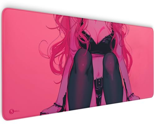 Gaming Mauspad XXL - 4 mm Dicke, Ultra-Glatte Oberfläche, Mousepad mit vernähten Rändern, rutschfest, modern, langlebiges Gaming Setup inkl. Desktop Wallpaper (Hot Cute Girl, 900 x 400 x 4 mm)