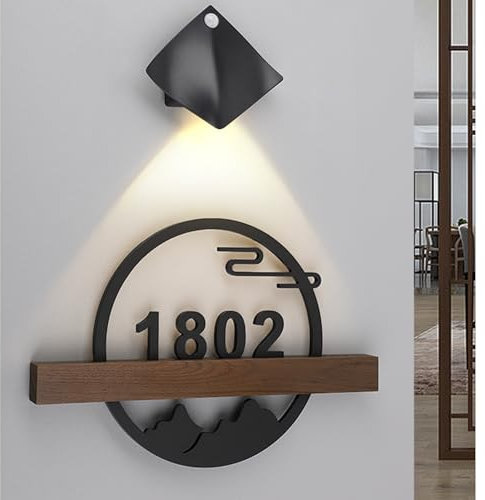 Customized address plates, personalized solid wood doorplates with street names, laser cut acrylic doorplates, illuminated address plates with lights, garden courtyard residential address signs