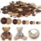 100 Stück Holzknöpfe, Runde Knöpfe Holz, Vintage Holzknöpfe Kinder, 10/12,5/15/20/25mm Knöpfe Kokosnuss zum Annähenf mit 2 Löcher DIY Nähen, Handwerk Dekoration