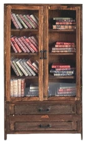 Pomurom Miniatur Bücherregal für Puppenhaus, Puppenhaus Möbel Puppenhaus Bücherregal mit Bücher, Realistisches Puppenhaus Schrank Vitrine, Bücherregal Modell Spielzeug, Puppenhaus Zubehör Bücherregal
