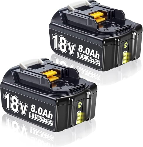 BATTOOL 8.0Ah Ersatzakku für BL1860 18V: 2 X 18V 8000mAh Li-Ion Akku Kompatibel mit BL1860B BL1860 BL1850B BL1850 BL1830B BL1830 BL1815 BL1840B BL1835 194205-3 LXT-400 Werkzeugakkus with LED Indikator
