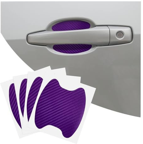 4PCS Car Door Handle Cup Stickers, Carbon Fiber Scratch Auto Door Protective Film, Non-Marking Car Door Bowl Protector, Door Handle Paint Cover Guard Universal for Most Cars, SUV, Van (Purple)