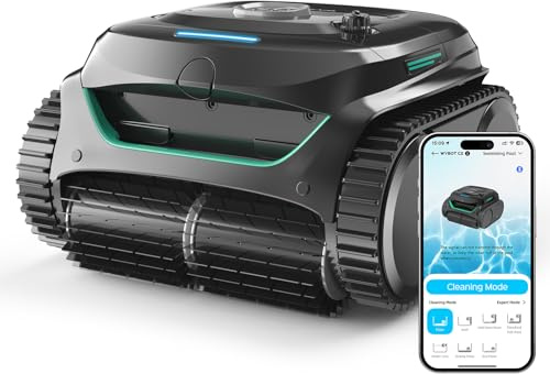 WYBOT C2 Robot pulitore per piscine, aspirapolvere senza fili per piscine interrate fino a 2152 mq, doppia filtrazione, aspirazione potente, arrampicata su parete e pulizia della linea di