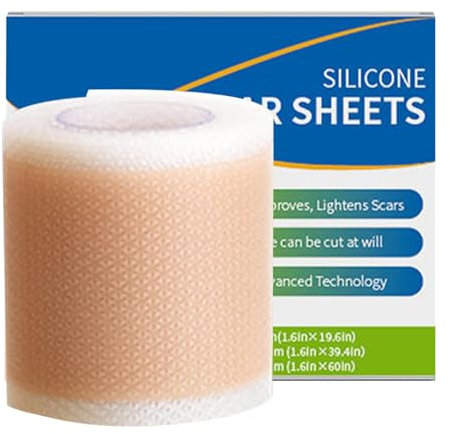 Rouleau de pansement en silicone pour cicatrices - Réutilisable - Professionnel - Pour les coupures C, les brûlures, les chéloïdes, l'acné, etc. - 4 x 50 cm
