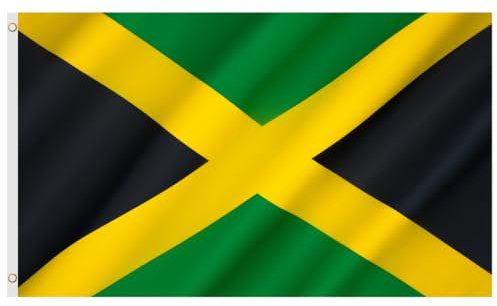 Second Ave - Bandiera della Giamaica, 1,5 x 0,9 m, grande, con occhielli in ottone, bandiera nazionale giamaicana per feste sportive
