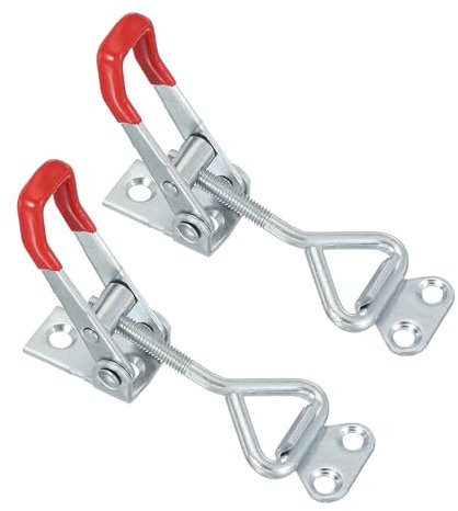 PATIKIL Toggle Latch Clamp 4001 Style, 2 Pcs Carbon Steel Adjustable Toggle Clamps Quick Release Smoker Pull Hasp Latches 220Lbs Bearing for Box Lid Jig, Silver