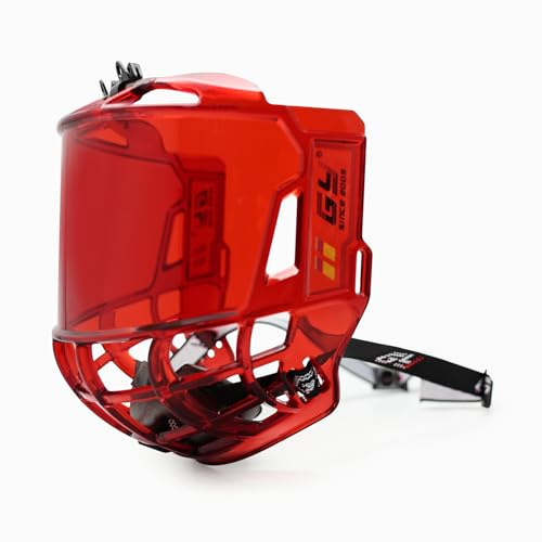 Gy Visiera integrale per casco da hockey su ghiaccio, per adulti e ragazzi, antigraffio, anti-appannamento, certificazione CE (rosso)