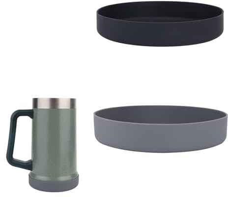 BOXOB 2pcs Silicone Boot for Stanley The Big Grip Beer Stein, Anti-Scratch Cup Bottom Protector BPA-Free Cup Sleeve Cover Accessories for Beer Mugs Tumbler & Water Bottles (Black, Gray)
