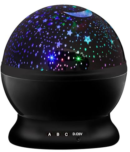 GOODS+GADGETS LED Nachtlicht Sternen-Himmel Projektor; Lechtendes Sternenlicht, Galaxy-Universum Schlaf-Licht für Kinder- & Jugendzimmer (Schwarz)