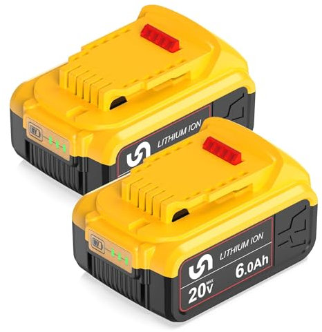 2X 6A Replacement for Dewalt 18V 20V Max Battery DCB184 DCB203 DCB206 DCB205 DCB204 DCB200 DCB201 DCB207 DCB209 Compatible with Dewalt DCD/DCF/DCG/DCS XR Cordless Power Tools