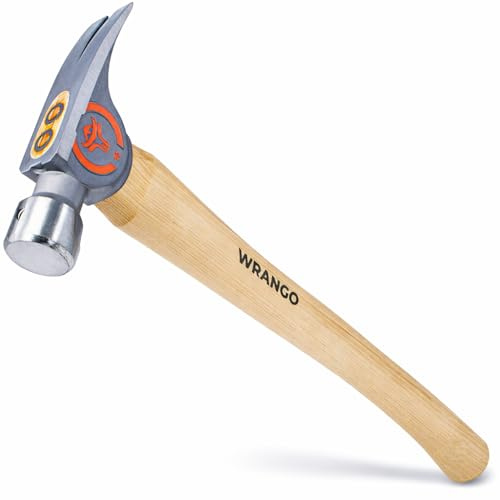 Wrangler Tools Titanium Framing Hammer – 14oz Head, 17in Wood Handle, Smooth Face, 38mm Diameter Pole