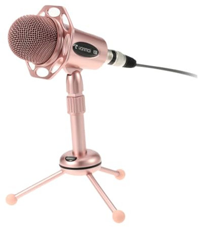 SHINEOFI 1 Set Gaming Microphone Conference Voice Accessories Recording Pop Recorder Arm Stand Holder Mics Game System Note Instrument Multiple for Autotune Studio Alloy Pink