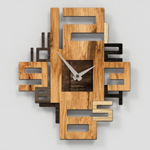 Giallobus - Premium-Uhr - Axia - MDF-Holz - Premium 25,5x30 - - 12 - Lignum - Italienisches Handwerk – geräuschlos – Geschenkidee – modern