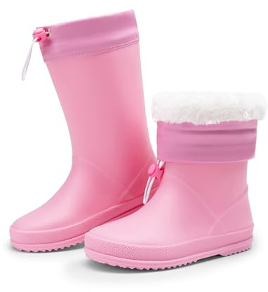 DREAM PAIRS Kinder Regenstiefel Gummistiefel,Alles Rosa,35