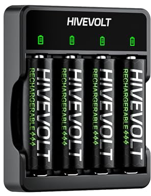 Rechargeable AA Batteries with Charger, High Capacity 2800mAh Ni-MH Double A Battery, 4 Count