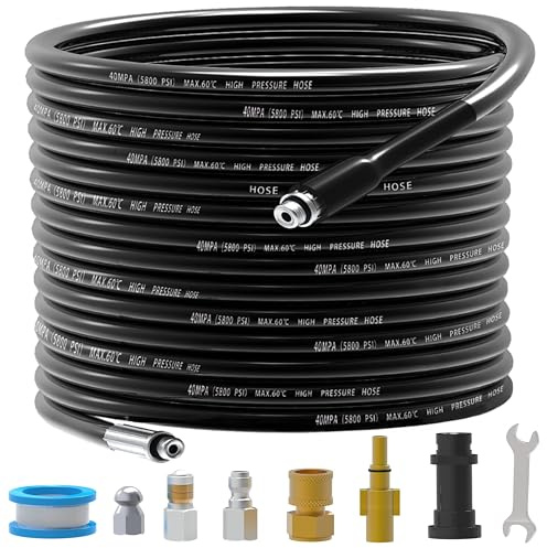 30M 400 Bar Rohrreinigungsschlauch Set für Kärcher K2-K7 Serien Bosch Lavor Hochdruckreiniger,Rohrreinigungsset für Verstopfte Rohre Abflüsse,Hochdruckschlauch mit Strahldüse Rotierender Strahldüse