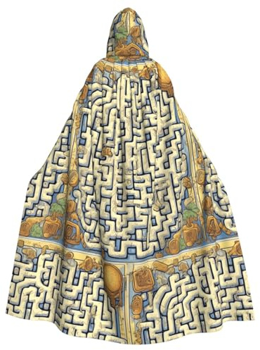 XZDAL Adult Labyrinth Treasure Map Hooded Cloak Cape for Halloween Cosplay Masquerade Party Costume