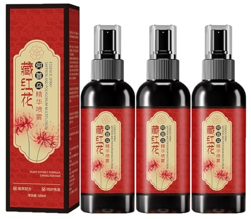 Safran- und Polygonum Multiflorum Serumspray mit Kräuterextrakten. Haarserum mildert Trockenheit und Frizz und verleiht dem Haar Glanz. Für alle Haartypen.