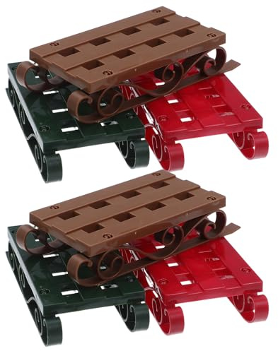 OUNONA 6 Stück Teiliges Mini-Holz-Schlitten-deko- Bunte DIY Weihnachtsfiguren Vielseitige Tischdekoration für Festliche Xmas-Dekoration Leichte Mini-schlittenornamente für Kreative