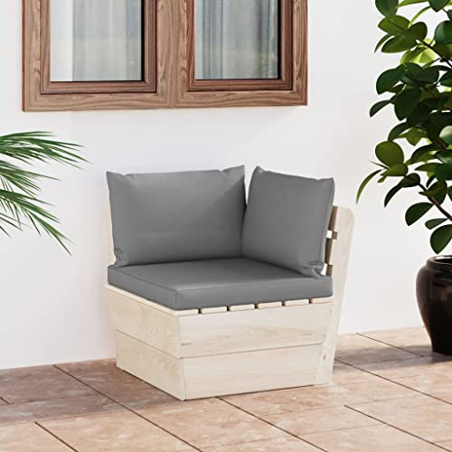 LoogCape Garten Paletten Ecksofa mit Kissen, imprägniertes Fichtenholz, 60x60x65 cm, Robustes Outdoor Möbel Set für Terrasse, Patio und Balkon