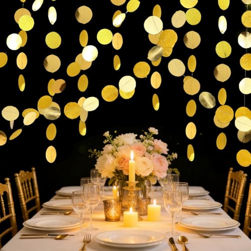 8 Stück Glitzer Deko Party Papier Girlande Geburtstag 4m Glitzer Girlande Hängende Iridescen Runde Garland Girlanden für Geburtstag Hochzeit Party Deko