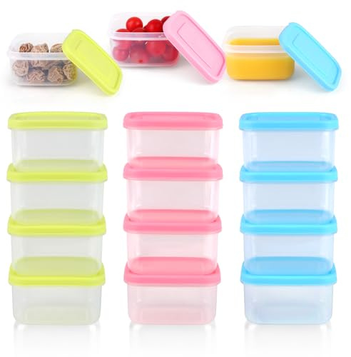 12PCS Envases de Plastico con Tapa 200ml Contenedores de Alimentos Pequeños | Recipientes Herméticos para Alimentos, para Frutas Salsas Yogur, para Lavavajillas Microondas y Congelador