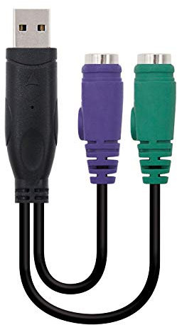 Nanocable Convertitore PS/2 (tastiera e mouse) a USB 2.0, tipo 2xPS/2/H-A/M, femmina-maschio, nero, 15 cms