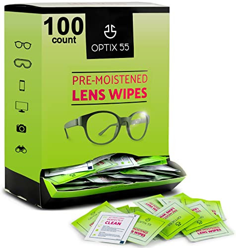 Eyeglass Cleaner Lens Wipes - 100 Pre-Moistened Individual Wrapped Eye Glasses Cleaning Wipes | Glasses Cleaner Safely Cleans Glasses, Sunglasses, Phone Screen, Electronics & Camera Lense| Streak-Free