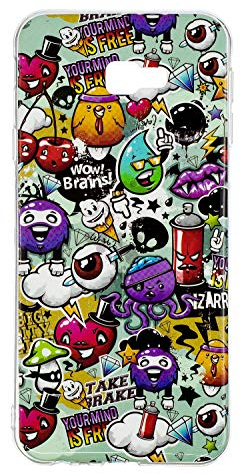 DasKAn Leuchtend Silikon Hülle für Samsung Galaxy J4 Plus,Fluoreszierend Licht im Dunkeln Lustiges Graffiti Bunt Muster Weich Dünn Gummi Rückseite Handytasche Stoßfest Flexibel TPU Schutzhülle,#2