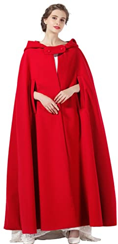 BEAUTELICATE Umhang mit Kapuze Mantel Wollmischung Damen Poncho Cape Lose Trenchcoat Outwear Hochzeit Herbst Winter Halloween Weihnachten