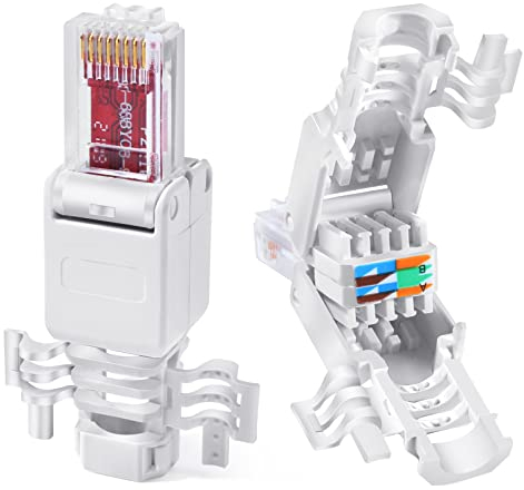 PETECHTOOL 6 Stück Netzwerkstecker RJ45 Cat6 Cat5e Werkzeuglos Stecker LAN UTP Ethernet Kabel Crimpstecker ohne Werkzeug werkzeugfrei für Netzwerkkabel Verlegekabel