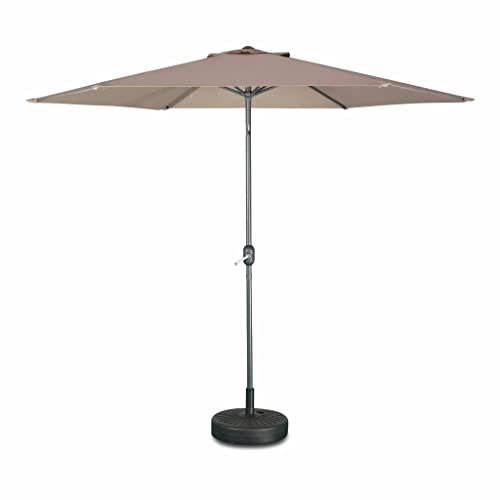 Alice's Garden - Parasol droit rond Ø300cm - Touquet Taupe - mât central en aluminium orientable et manivelle d'ouverture