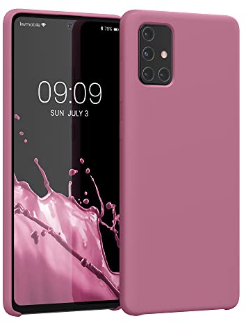 kwmobile Hülle kompatibel mit Samsung Galaxy A71 Hülle - Silikon Handy Case - Handyhülle weiche Oberfläche - kabelloses Laden - Dark Rose