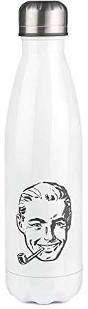Isolierflasche mit Aufschrift Men Retro 2, Weiß