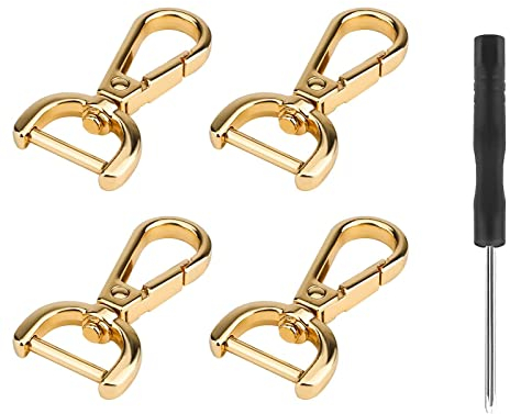 4 Stück Karabinerhaken mit Drehgelenk, Karabiner Klein Schlüsselanhänger, Aus Metall Karabinerhaken Aus, Karabinerhaken Haken Metallringe, mit Schraubendrehern, für Taschen, Kleidung, Schlüsselbänder
