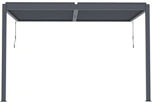 Habitat et Jardin Pergola bioclimatique adossée avec LED Windsor - 3 x 4 m - Anthracite