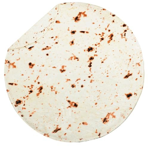 Excervent Tortilla Burritos Wickeldecke für Erwachsene und Kinder, lustige, realistische Lebensmitteldecke, Neuheit Tortilla-Decke, superweiche Taco-Flanell-Überwurfdecke, 119,4 cm, Beige