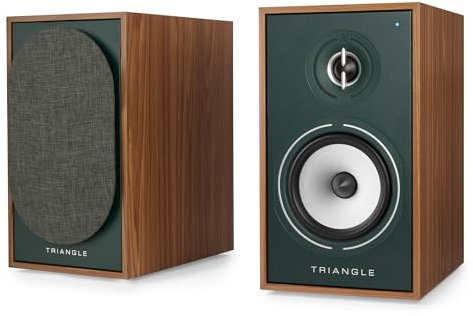 Triangle - Enceintes Actives BOREA BR02 Connect - Enceintes Bibliothèque Bluetooth avec Amplificateu 2X 50Wr - Audio HD - Entrées Phono/Platine TV Arc & USB - 176 x 310 x 274 mm - Vert (Paire)