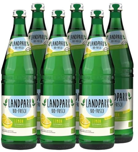 Landpark - Bio Mineralwasser - Lemon 6 x 750 ml in Glasflaschen - ohne Zucker und Süßungsmittel - Wasser mit Geschmack - Mit Kohlensäure - Ideales Getränk auch für Kinder und Diabetiker