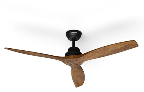 KLARSTEIN Ventilateur Plafond Bois avec Télécommande - Silencieux, 6 Vitesses, Télécommande, Réversible Été/Hiver, 132 cm, Économie d'Énergie, Design Moderne - Débit d'air 9060 m³/h