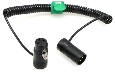 HangTon Audio Coiled Cable for Recorder Mixer Microphone Camera Sound Devices Zoom Zaxcom Sony Canon, XLR 3 Pin Male to Female, Low-Profile Angled Black 40-80cm