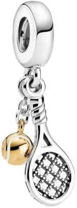 Lkwidi Donna Ciondolo-Racchette da tennis e palline da tennis Argento 925 Colgantes con Zirconia cubica per Charm Bracciale