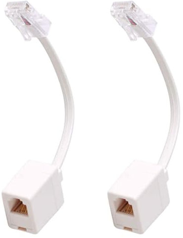 2 paquete RJ45 a RJ11 convertidor adaptador cable de conector, teléfono RJ11 6P4C hembra a Ethernet RJ45 8P8C macho convertidor cable blanco