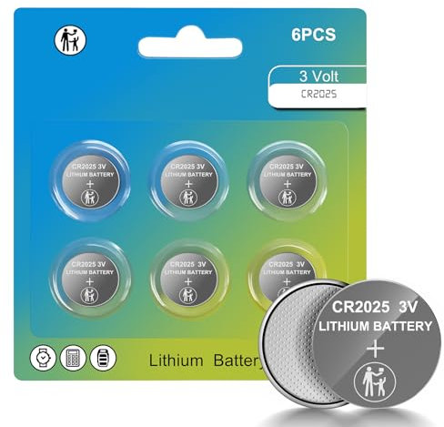 CR2025 3V Lithium Batterie-Coin & Knopfzelle für Auto-Fernbedienungen/Schlüsselanhänger/Glukosemonitor/Kerzen/Waagen/Türklingel/Intelligente Sensoren/3Volt 2025 Ersatzbatterien(6 Stück)